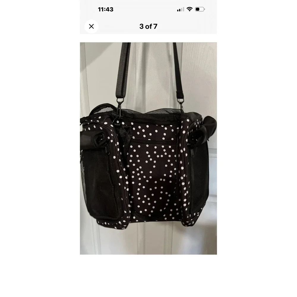 Bang Carsen Fashion Pet Carrier Bag Black White Polka Dot Travel Tote NWT